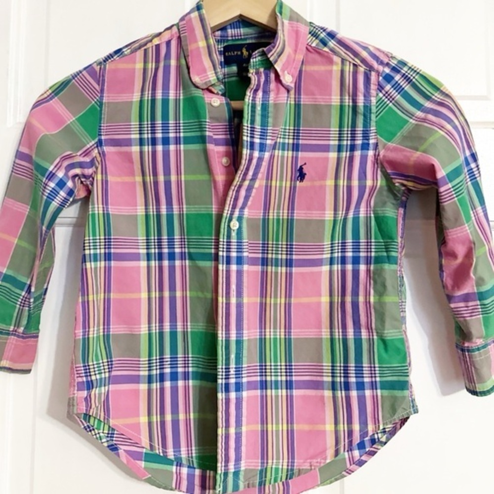 Polo Ralph Lauren Kids Madras Cotton Oxford Shirt in Sz 4 4T